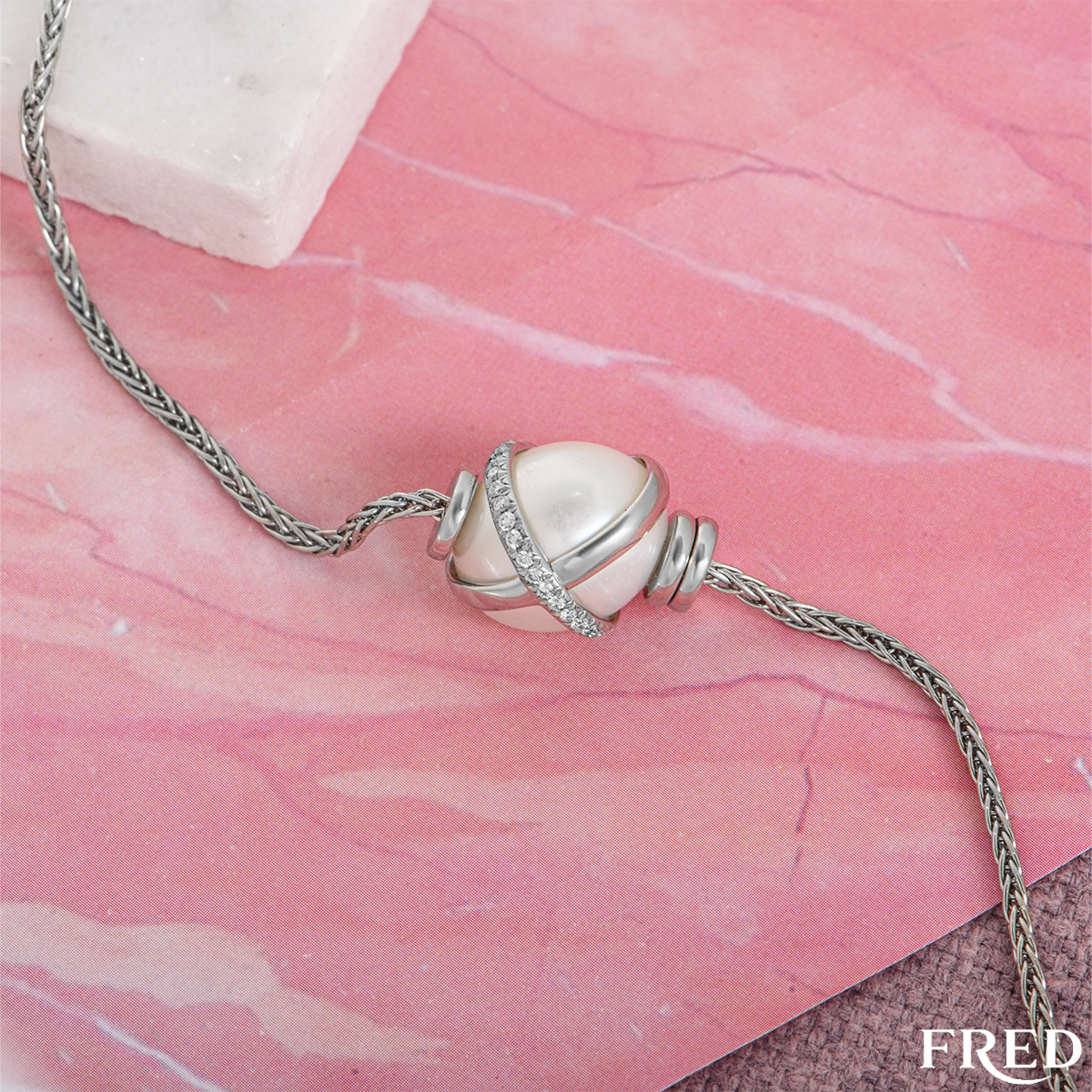 Fred Platinum Pearl & Diamond Bracelet 6B0180